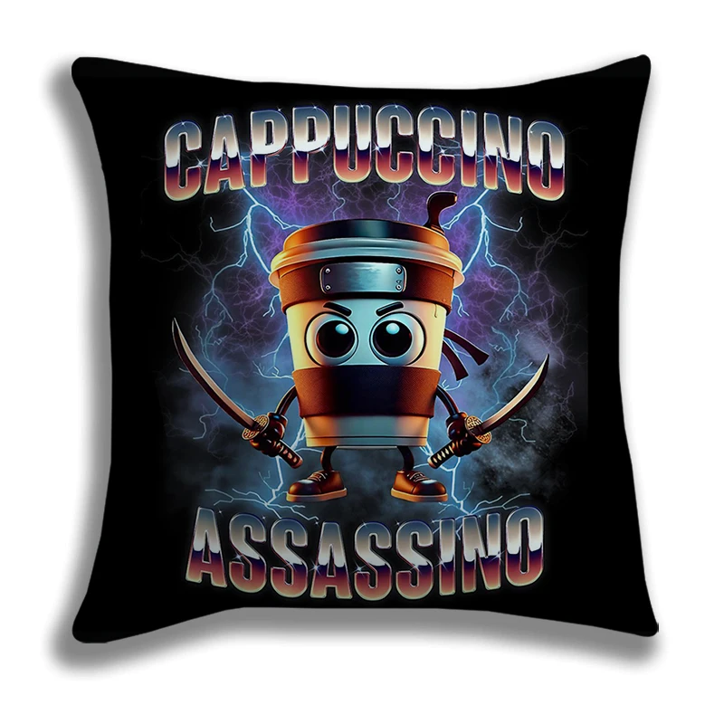 Tralalero Tralala Italian Brainrot Pillowcase Polyester Cushion Cover Home Decor Funny Meme Pillow Case Sofa Throw Pillow Cover