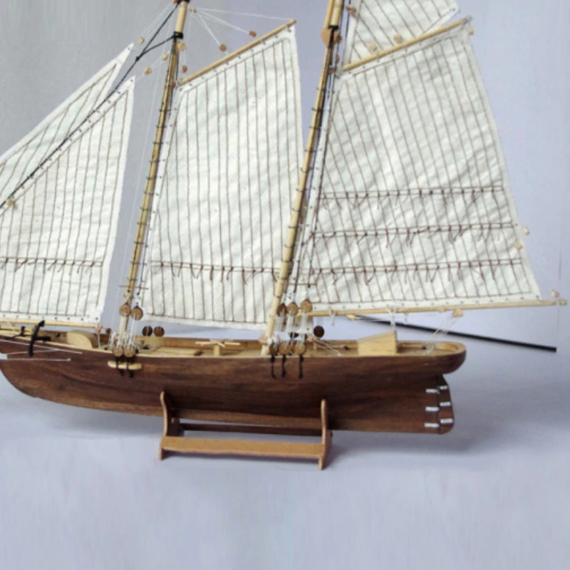 1/120 Diy Houten Assemblage Zeilboot Model Kit Klassieke Zeilboot Lasersnijtechnologie Puzzel Speelgoed