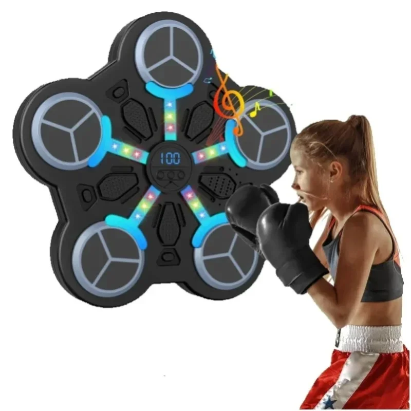 Intelligente Musik-Boxmaschine mit Bluetooth 5, Ziel-Boxpad, LED-Anzeige für Punkte, 3 Geschwindigkeitsstufen, einstellbare Lautstärke, wandmontierbarer Boxtrainer mit Handschuhen.