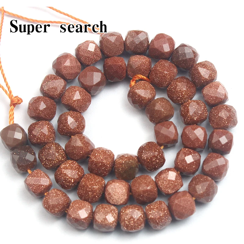 Cut Gold Sand Stone Scattered Beads Small Particles Cube Diy Handmade Bracelet Necklace Accessories Earrings Beads