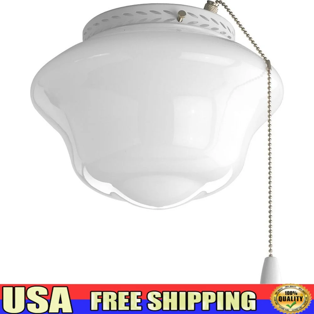

LED Fan Light Kit with Opal Glass Diffuser and Chrome Pull Chain Ceiling Fans Energy Efficient Lighting Bedroom