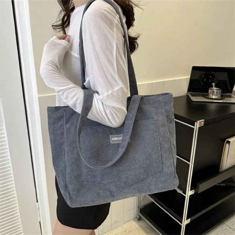 Damen-Cord-Tragetasche, Lässige Große Mode-Unterarmtasche für Ausgehzwecke, Minimalistische Handtaschen Schultertasche – Detail 16