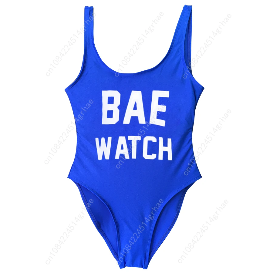 BAE WATCH Swimsuit One Piece Swimwear Women Red Monokini Sexy Letters Print Swimsuits