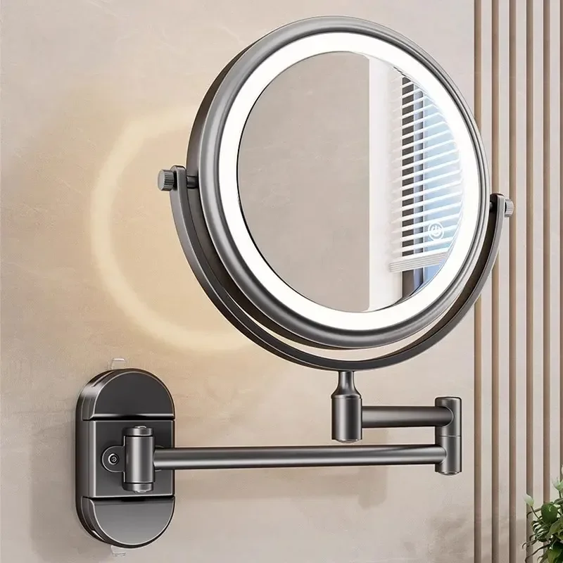 X3 Bathroom suction cup makeup mirror wall hanging telescopic folding mirror, no drilling, rotatable magnifying beauty mirror