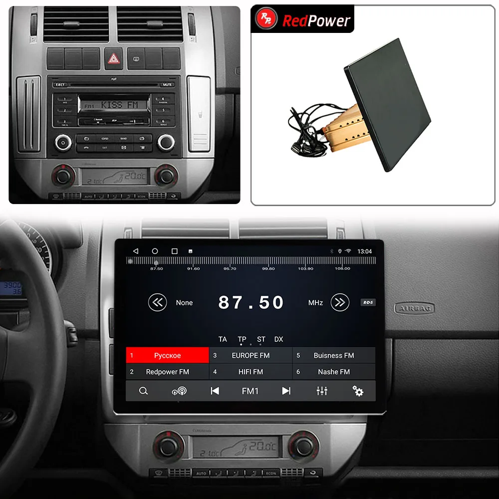 12.95 inch car radio redpower HiFi for VW Polo Mk4 IV 2001 2009 Android 10.0 DVD player audio video DSP CarPlay 2 Din