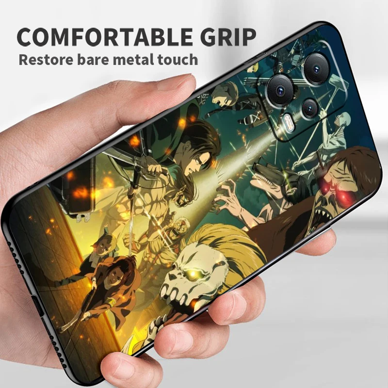 Attack On Titan Anime For Xiaomi Redmi Note 13 12R 12 12S Turbo 11 11T 11S 10 10S Pro Plus 5G Black Funda Phone Case