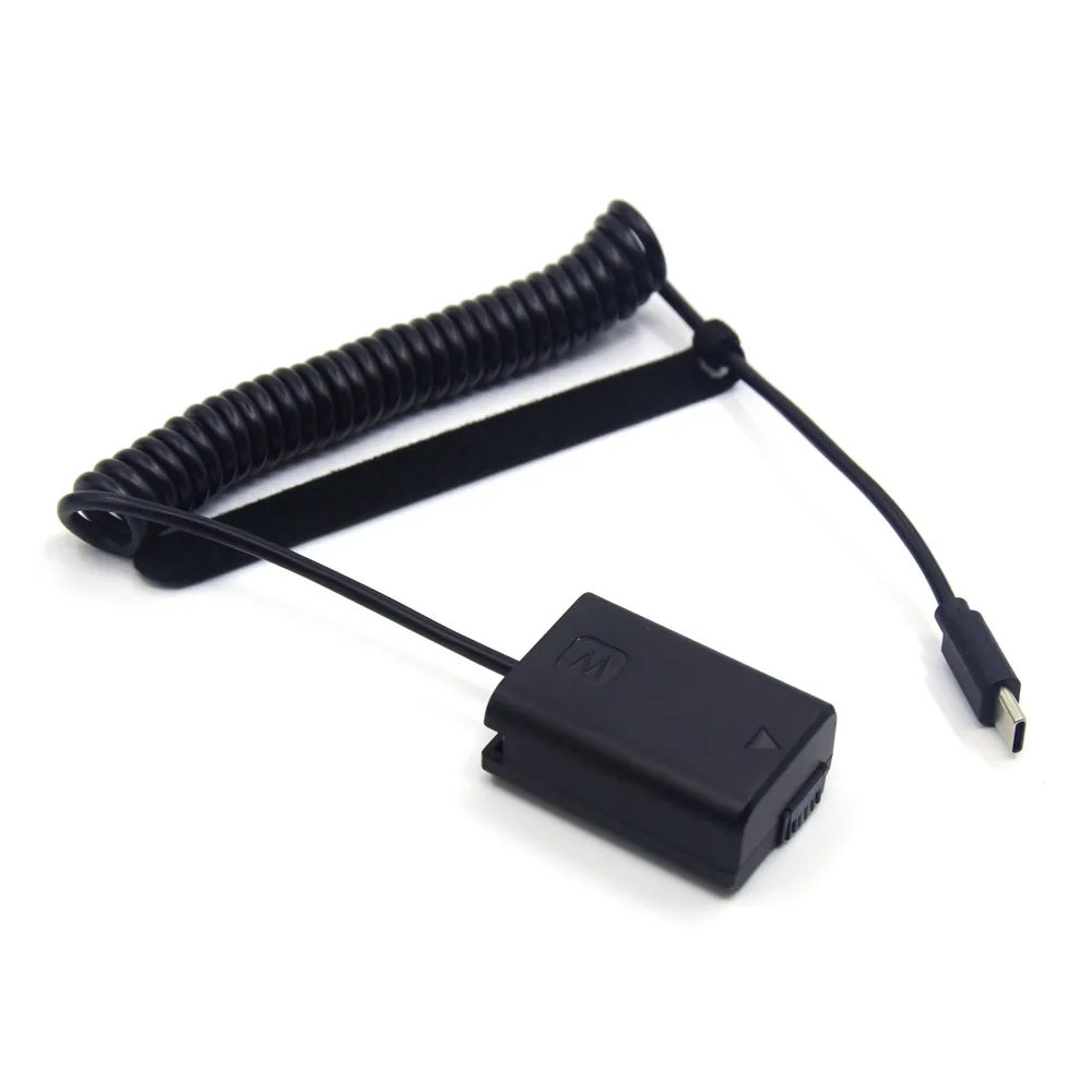 

NP FW50 Dummy Battery AC-PW20 DC Coupler with USB C Spring Cable for Sony A7M2 A7II A7S2 A7R A7RII A6000 A6300 ZV-E10 NEX5T NEX6