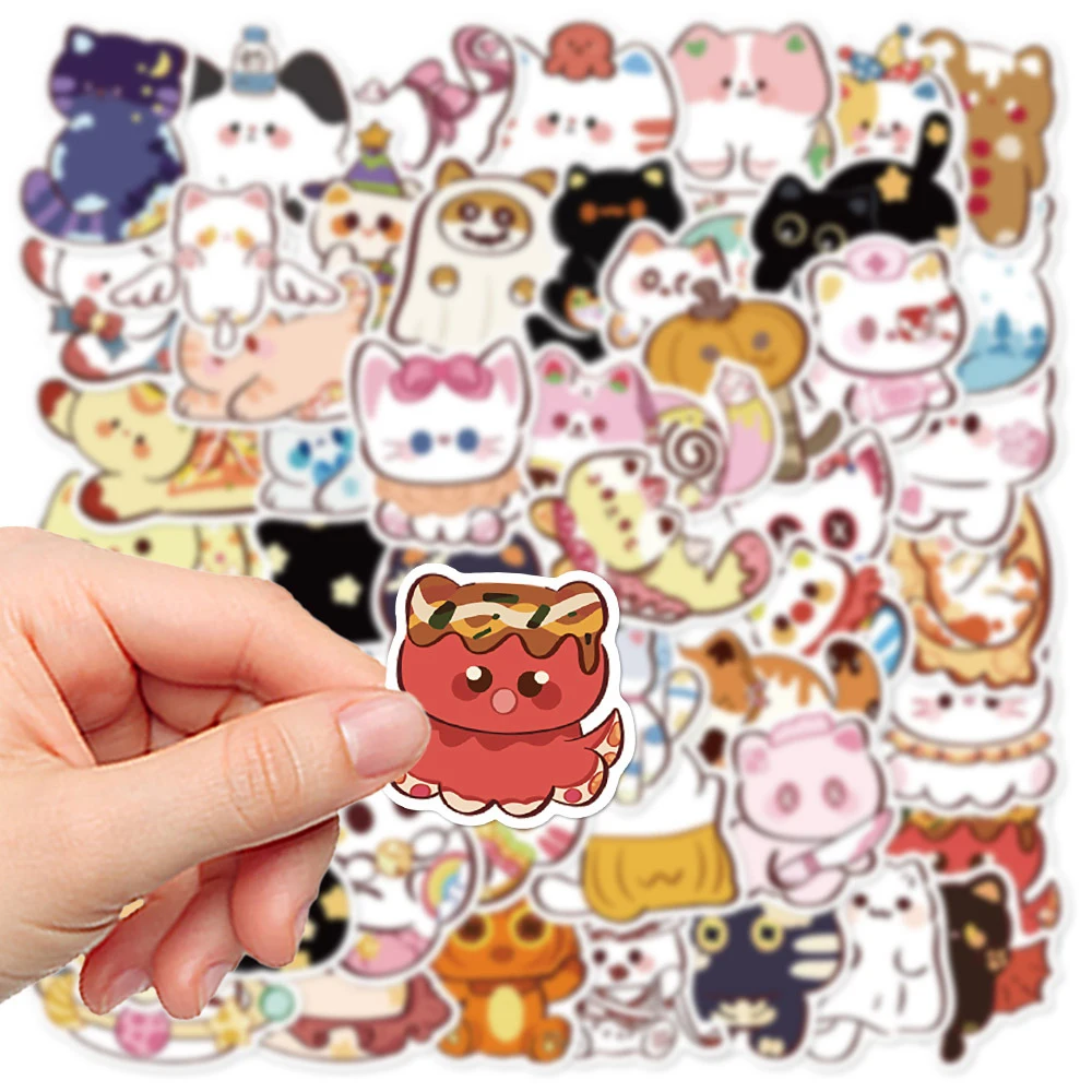 10/30/50 pçs engraçado dos desenhos animados gato criativo adesivos à prova dwaterproof água diy skate bagagem bicicleta notebook bonito decoração adesivo para presente