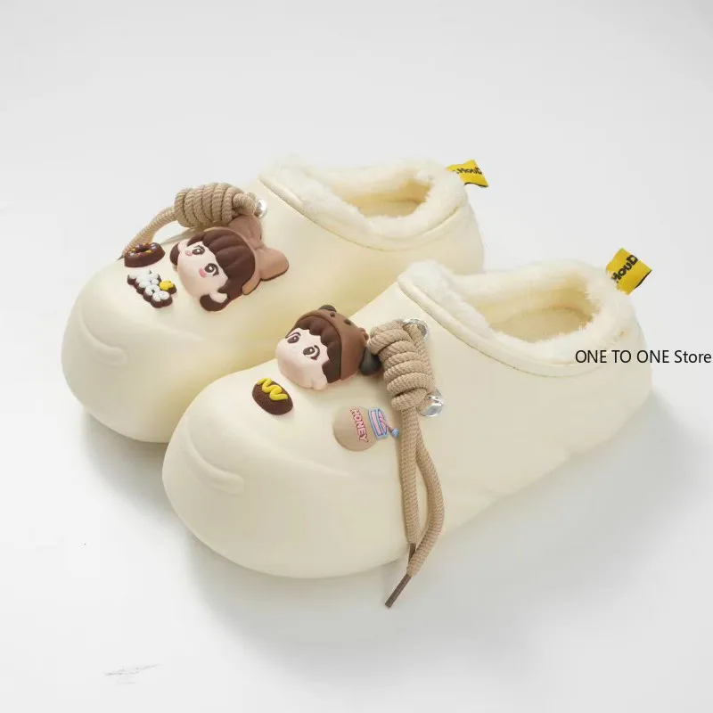 الجملة نعال من القطن مقاوم للماء جديد Sle Fce اصطف ثي كعب داخلي ملابس خارجية المنزل الدافئة القطن Oes للرجال والنساء الشقق #5