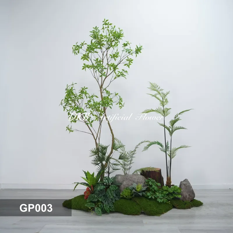 Large Artificial Green Plant Set High Imitation Plastic Leaves for Hotel Floor Decoration Landscape Faux Foliage Arrangement