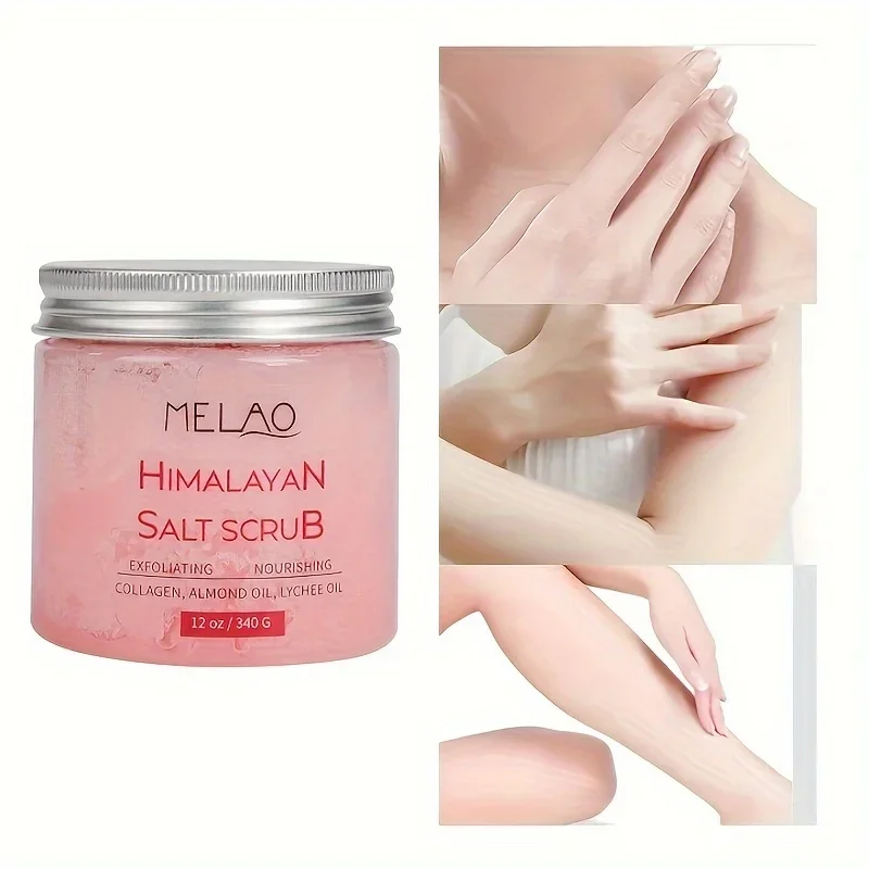 MELAO Himalayan Salt Scrub Face Foot & Body Exfoliator Infused with Collagen and Stem Cell Exfoliating Salt Body Scrub