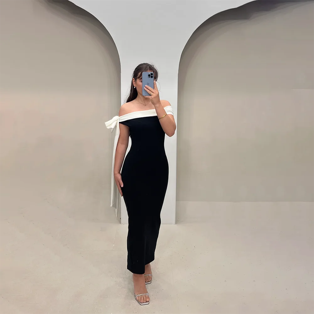 

Evening Dress Prom Dresses 2025 Formal Elegant Strapless Off Shoulder Sheath Black White Cocktail Banquet Party Gown Customized