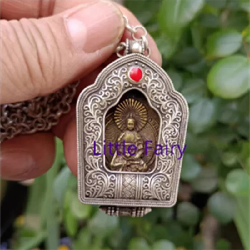 Little Fairy/ Antique Tibetan Silver Tibetan Style Gawu Box Necklace Pendant Openable Buddha Medal Bronze Medal Buddhist niche