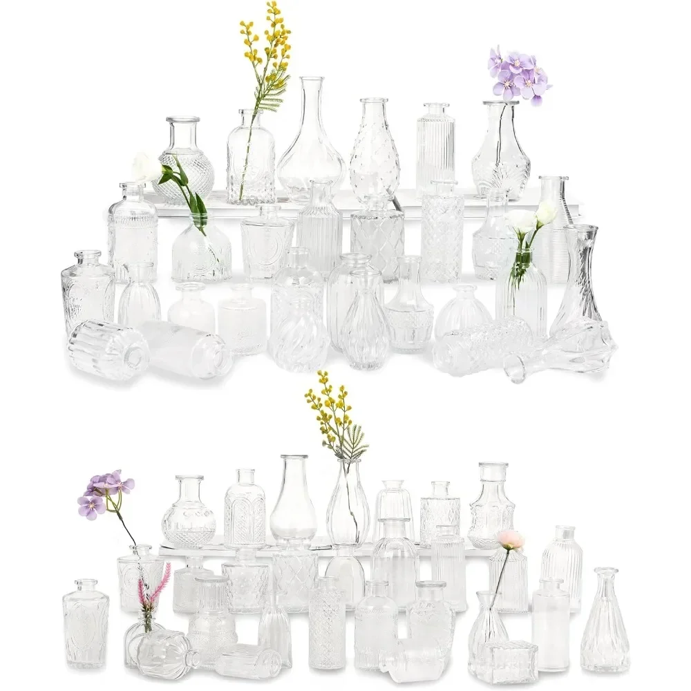 

Mini Vintage Glass Vase Set of 60 for Rustic Wedding Decorations Home Flower Decor Glass Bud Vases in Bulk for Centerpieces