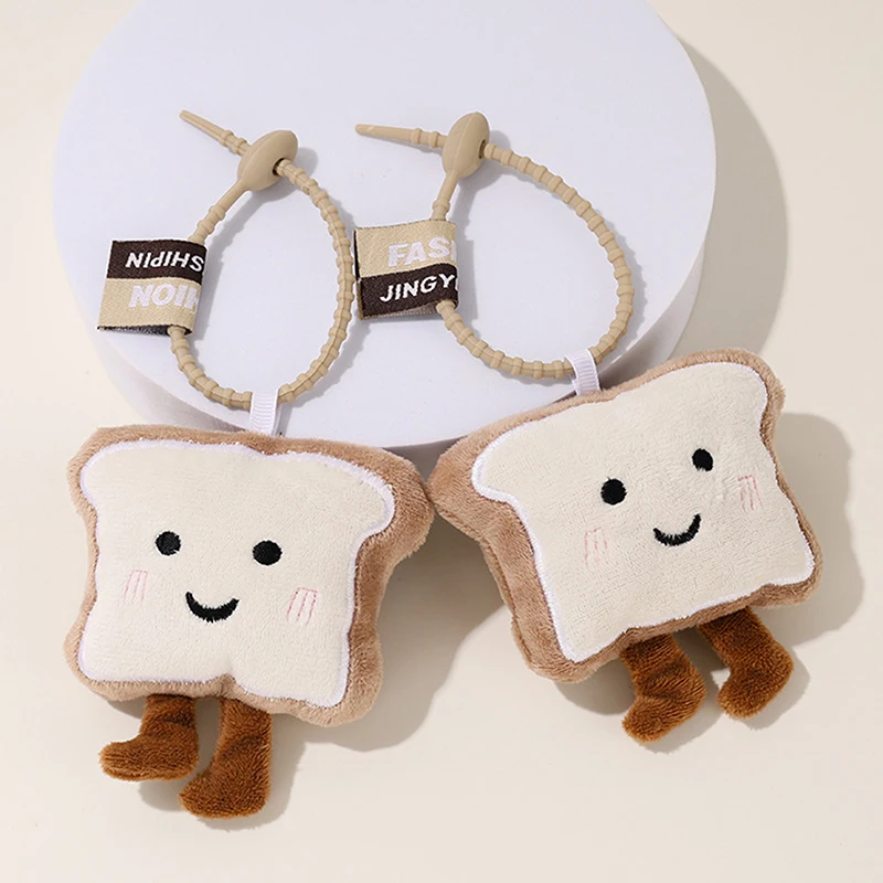 Toast Bread Plush Doll Key Chain Pendant Soft Bread Bear Key Ring Cartoon Cute Car Keychain Bag Charm Gift