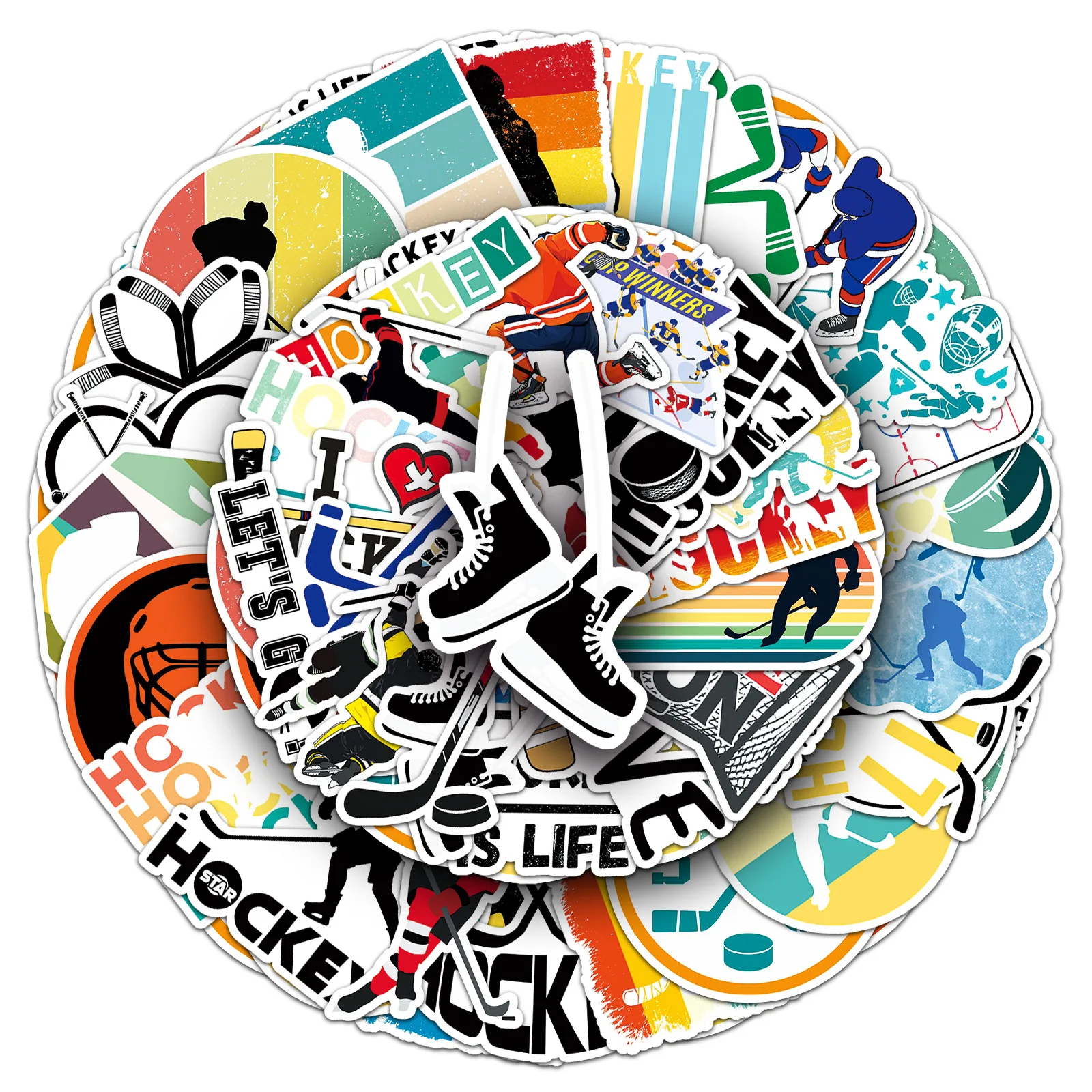 50PCS Sports Ice Hockey Sticker Cartoon Graffiti Waterproof Decal Toy Creative DIY Stationery Box Scooter Motorcycle Helmet