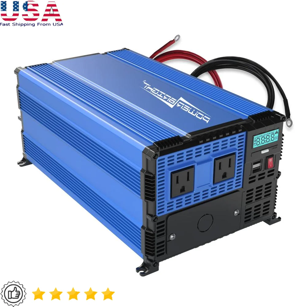 3000 Watts Power Inverter 12V DC to 120V AC Converter RV Truck Off-Grid Inverter Easy to Install Car Inverter Dual 110V AC