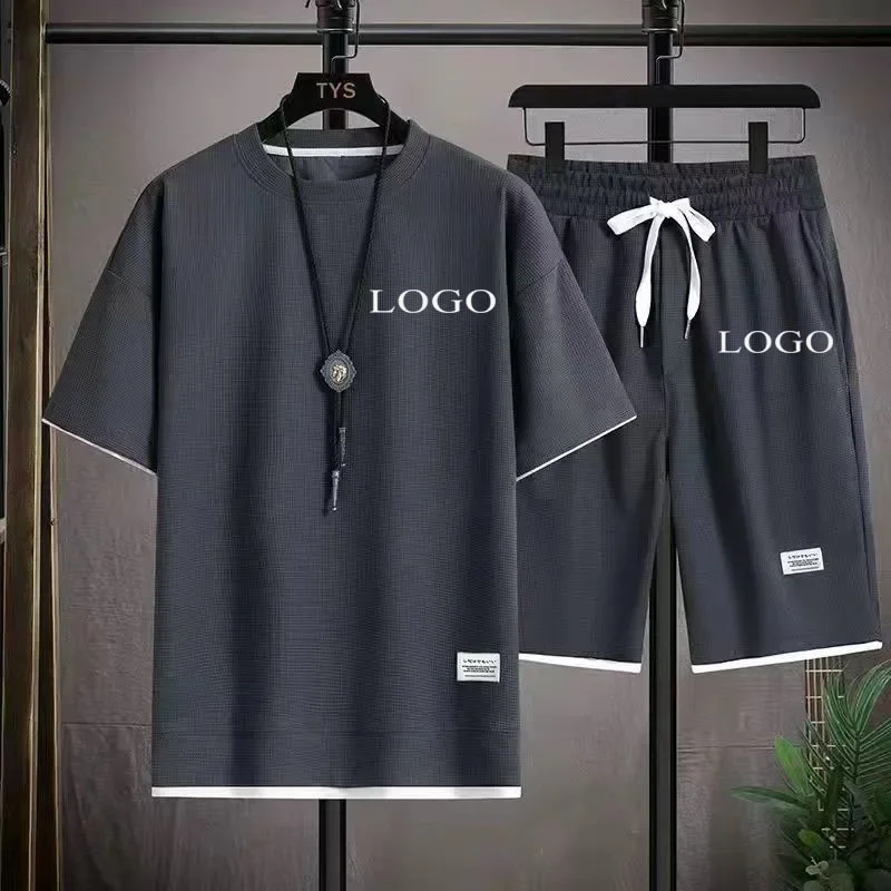 2024 Your Own Design Brand Logo/Picture Personalized Custom Anywhere Men Women DIY Waffle Short Sleeve Set Fashion New