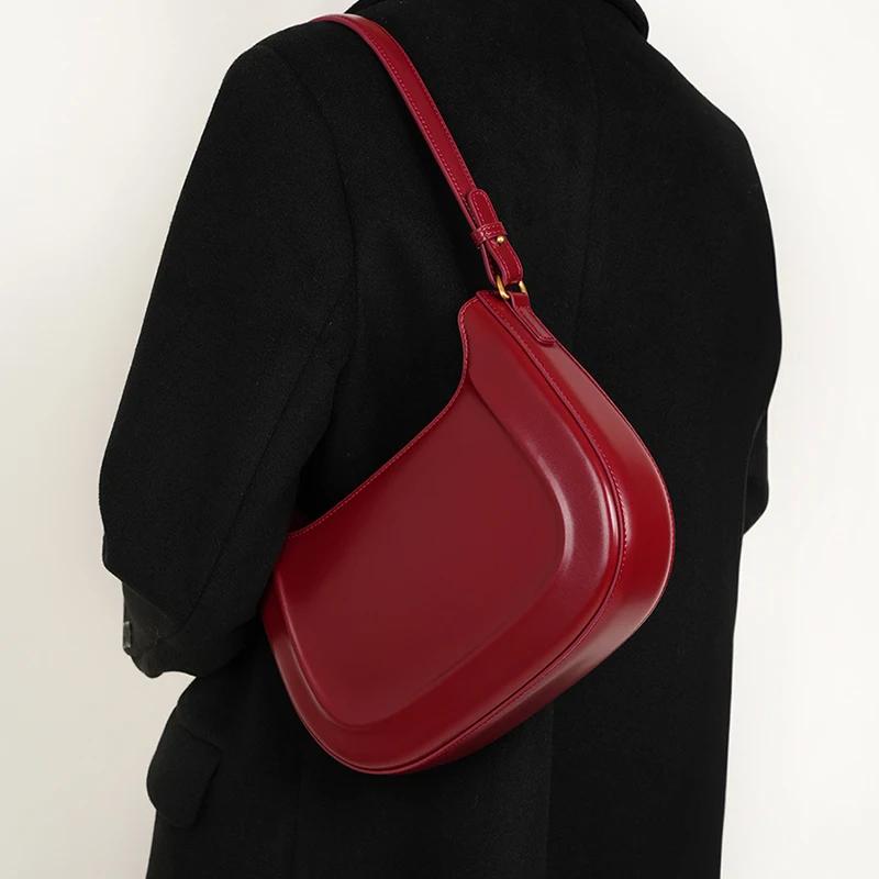 

Women's Cow Leather Soft Crossbody Bags Female Retro Cowhide Large Capacity Underarm Shoulder Bag Ladies Luxury Designer Handbag