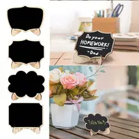 10pcs Mini Lace Shape Message Board Easel Stand Memo Props Table Place Card Black Wooden Chalkboard Signs Wedding Party 5