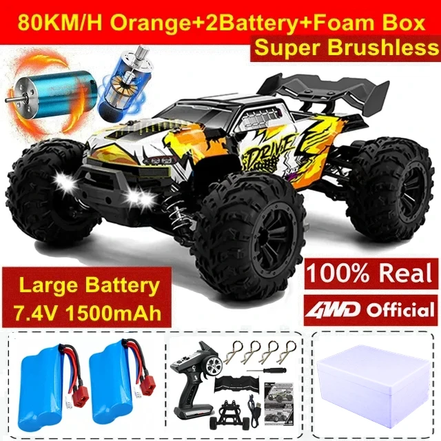 4WD Afstandsbediening Auto Off Road 4x4 RC Hoge Snelheid Buggy Truck Super Borstelloos 50 of 80 KM/H Snelle Drift Racing Speelgoed Kinderen Volwassenen