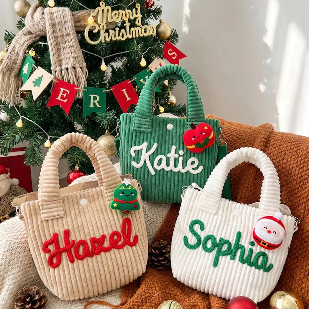 Personalized Halloween gifts, custom initial Halloween tote bags, Christmas backpacks, and handbags with shoulder straps.