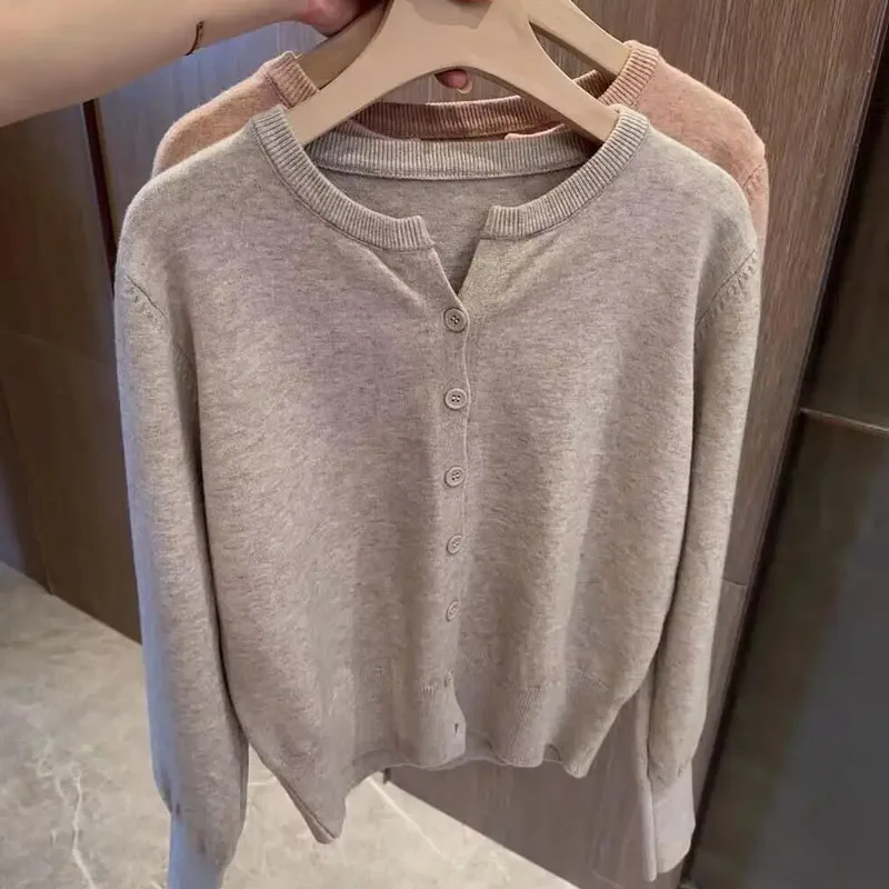 

Трикотаж, модный черный вязаный свитер с длинными рукавами, женские кардиганы с круглым вырезом, женская одежда, вязаный свитер, кардиган, женские топы Q959