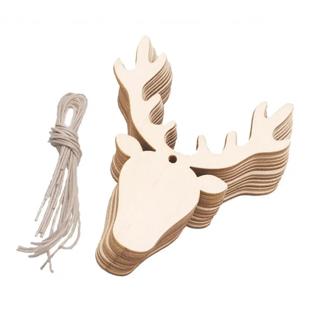 

5-6pack 10pcs Unfinished Wooden Animal Slices Cutout Pendant Wedding Decor Deer