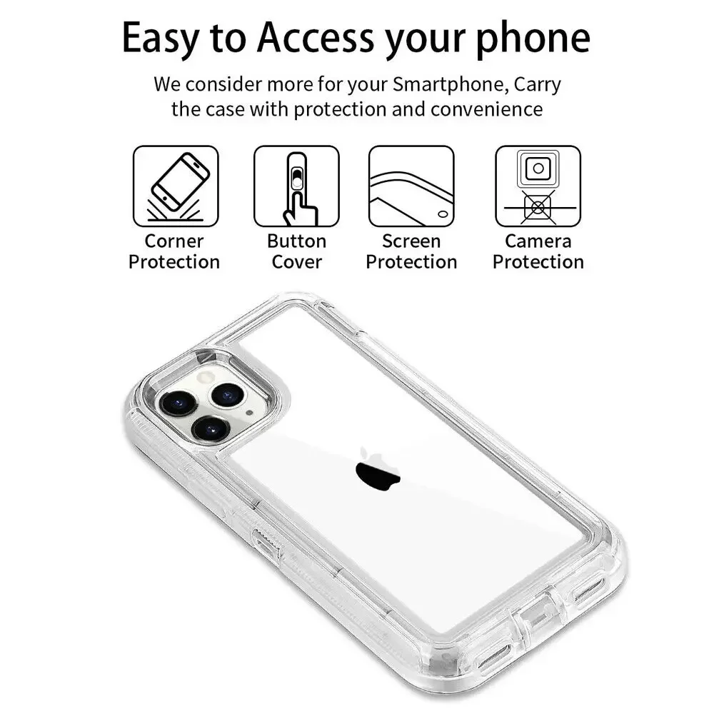 3IN1 Heavy Duty Armor Military Grade Drop Ott Protection Box Case for  IPhone 16 15 14 Pox Max Plus Shockproof Belt Clip Cover