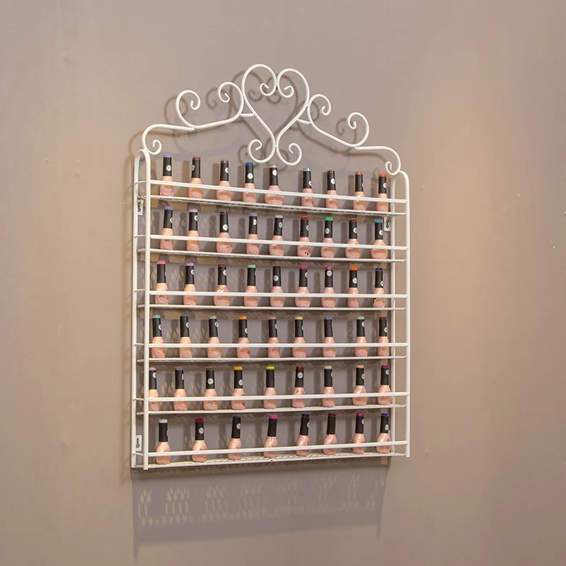 

white 6 Layer Iron Nail Polish Shelf Black Nail Shop Exhibition Shelf Nail Polish Display Wall Rack Makeup Organizer