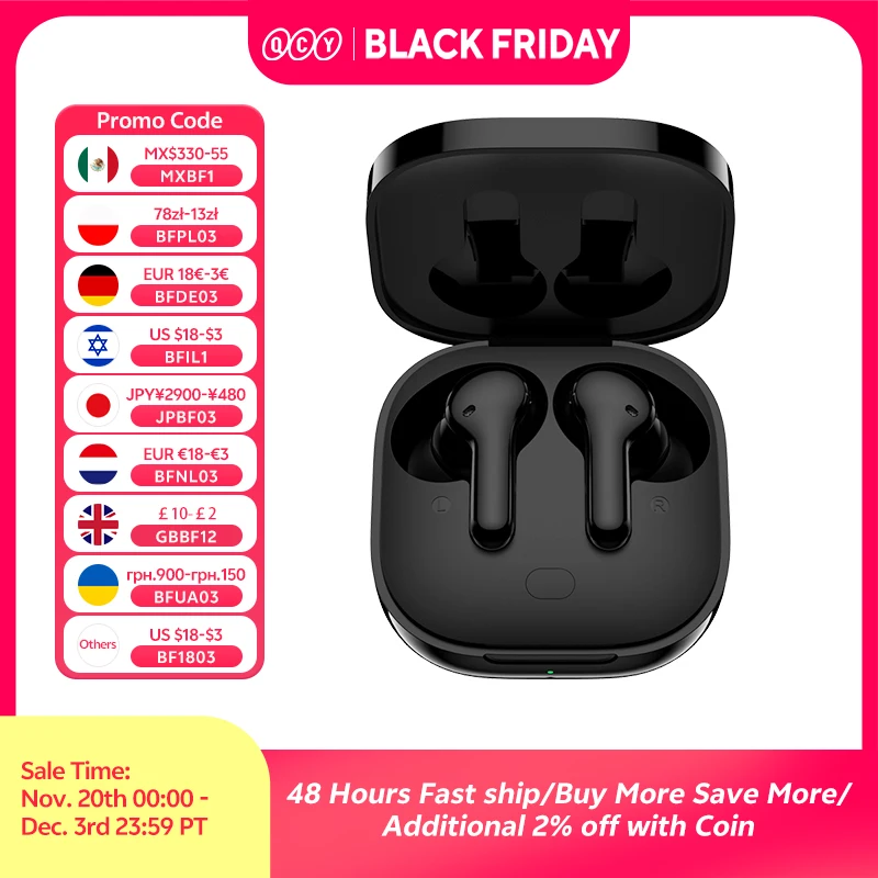 QCY T13 Wireless Smart Headphone BT5.1 TWS auricolare 4 Mic ENC HD Call Headset Touch Control auricolari Long Standby 40H