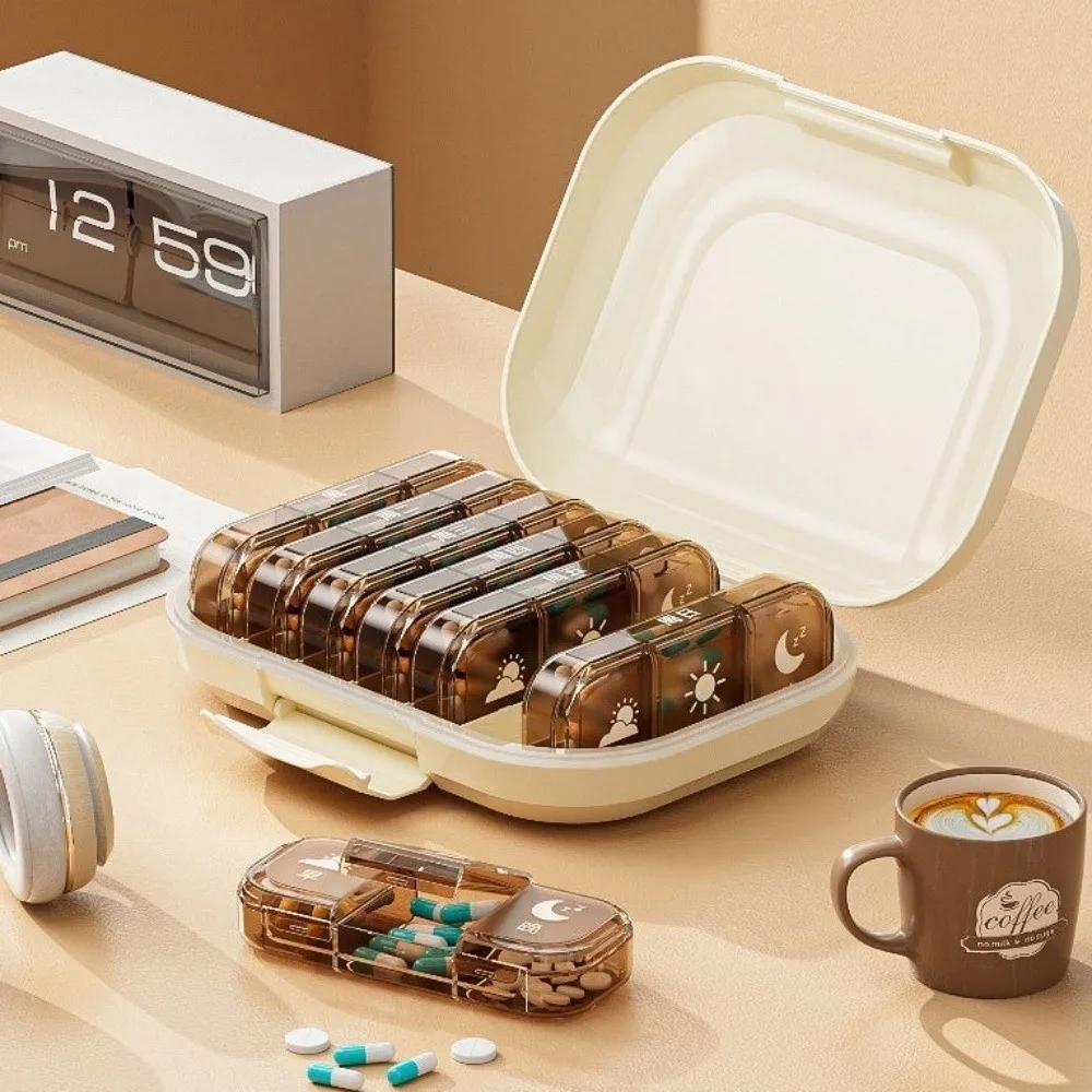 

Portable Sealed Medicine Box 21-Compartment Waterproof Medicine Dispenser Plastic Weekly Pill Organizer Travel