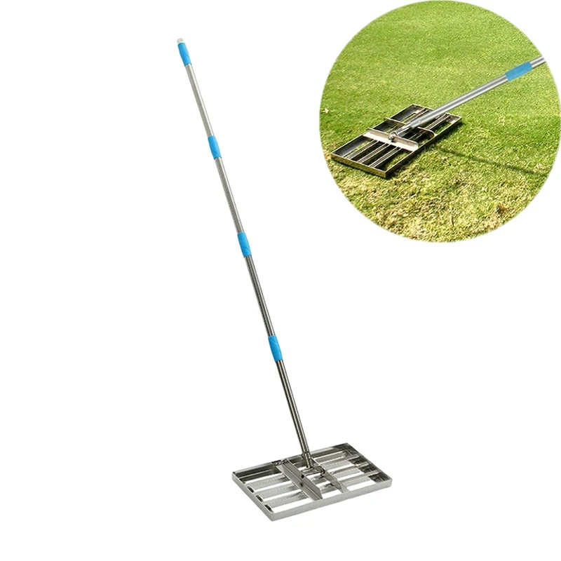 

Adjustable Lawn Leveling Rake Lawn Leveler Garden Grass Finishing Soil Level Tool With Stainless Steel Pole For Yard Golf-Lawn