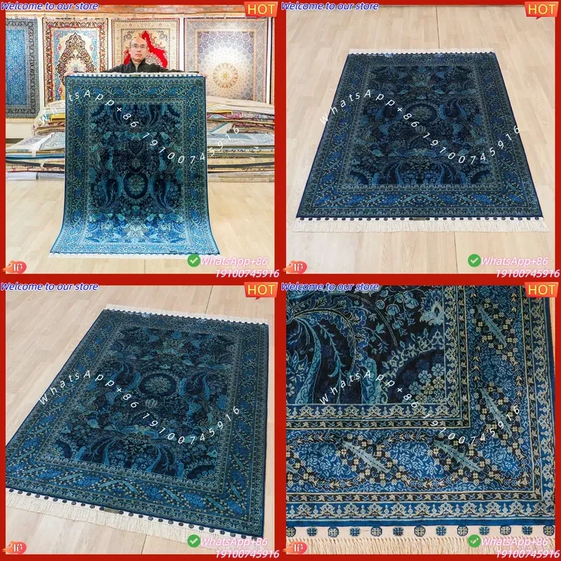 CECertificate YILONG 122x183cm Flooring Handcraft Carpet Tapestry Hand Knotted Silk Area Rug