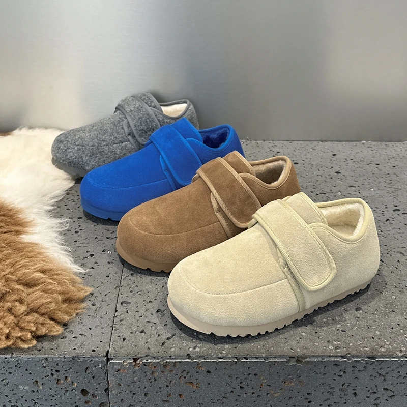 

2025 New Women's Snow Boots Flat-soled Winter villus Women Boots Comfortable Round Toe Velcro female Cotton-padded Shoes