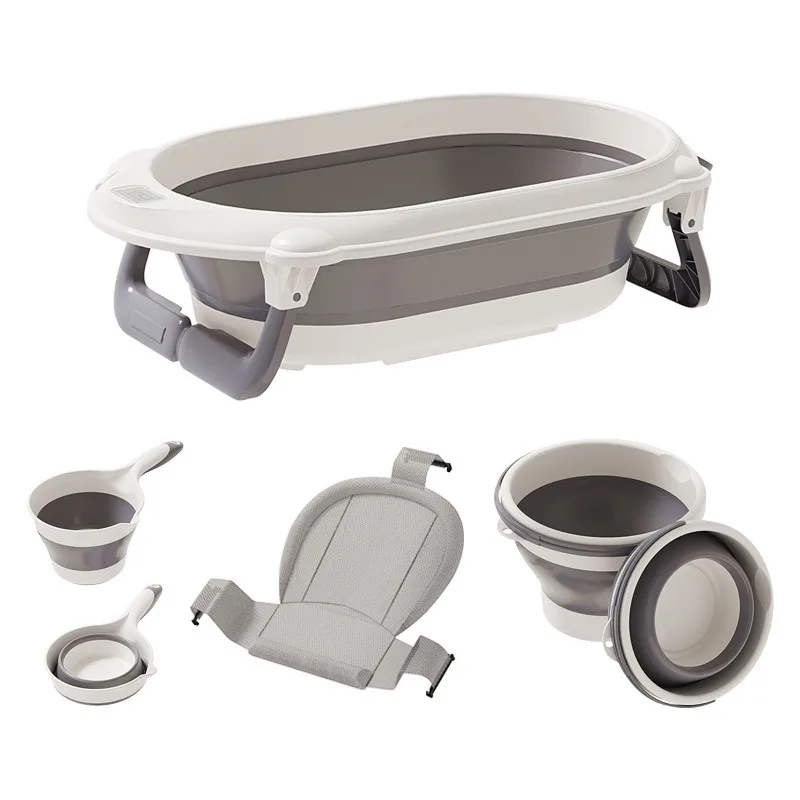 

4 In1 Foldable Baby Bathtub With Real Time Temperature Display Infant Bath Tub Set for Kids, Space Saving Bathing Essentials
