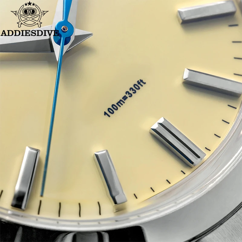 Reloj para hombre ADDIESDIVE, 39 mm, color beige, cristal de zafiro, movimiento de cuarzo VH31, caja de acero inoxidable, resistente al agua hasta 100 metros, reloj de pulsera.