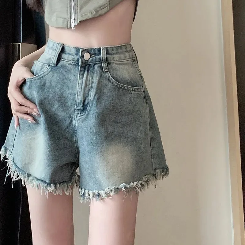 Denim Shorts Summer Latest Small Woman's High Waist Loose Thin A-line Hot Short Pants Ins Style Trendy Casual Streetwear Jeans