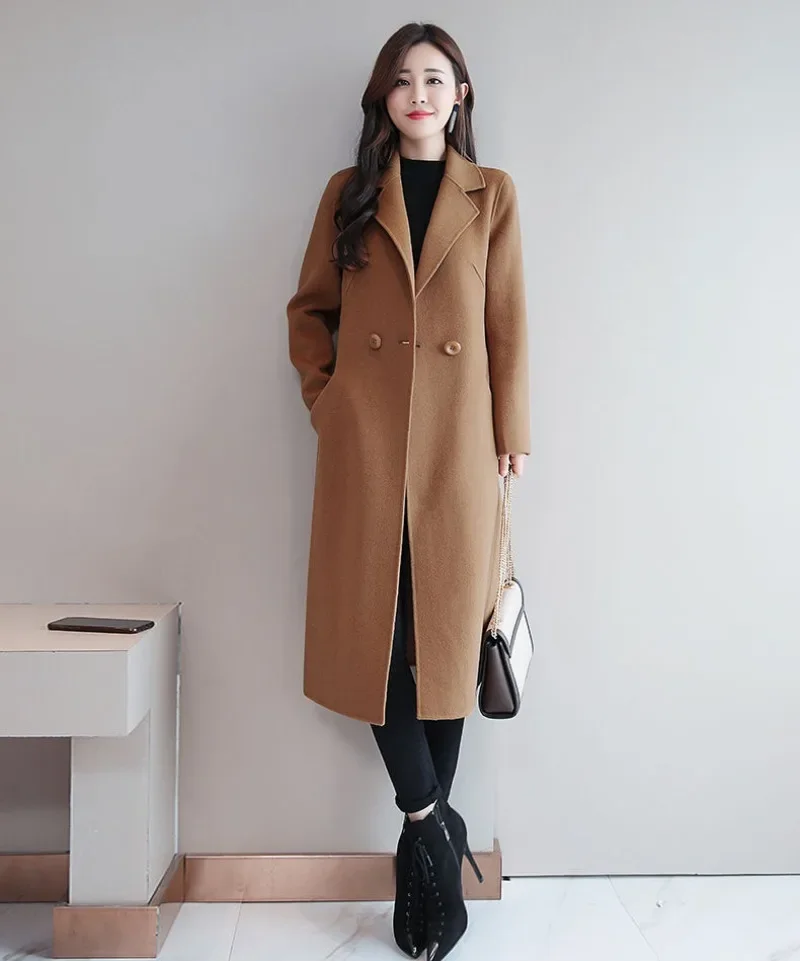 Women Simple Mid-Length Coats Spring Autumn Solid Colors Single Button Blend Coats New Chic Loose Casual Jackets Fashion Jackets