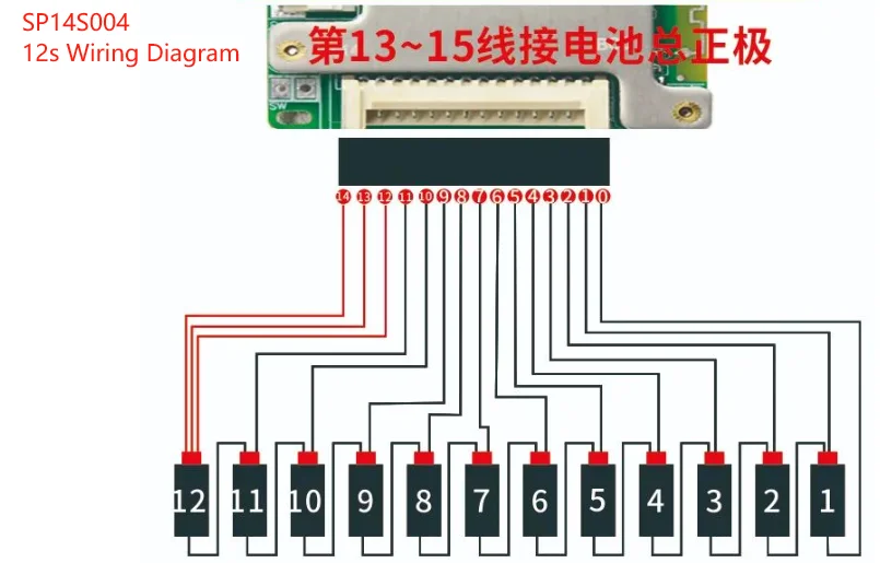JBD BMS 7S~14S 8S 9S 10S 11S 12S 13S 14S 20A 30A 40A 50A LFP NMC Smart BMS 24V 36V 48V Batteriemanagementsystem mit eingebautem BT – Detail 6
