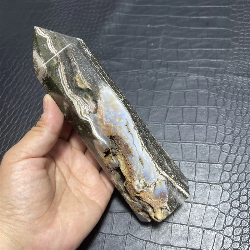 700g Natural Pretty Ocean Jasper Stones Tower Wand Point Energy Meditation Spiritual Healing Feng Shui Crystals Room Decortion