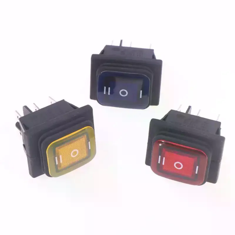 1 قطعة T85 KCD4 مفتاح الروك - 6-Pin ON/OFF/ON 12V/220V مع ضوء أحمر/أخضر/أزرق، 16A 250VAC، 30x22mm مقاوم للماء