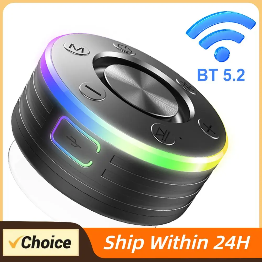 Waterproof Shower Speaker Built-in Mic Bluetooth-Compatible 5.2 Mini Speaker Stereo Subwoofer for Party/Outdoor/Bathroom/Travel