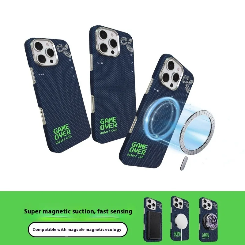 

Фиолетовый чехол для телефона из 100% углеродного волокна, светящийся ночью, с магнитной функцией зарядки для IPhone 13, 14, 15, 16 Pro MAX