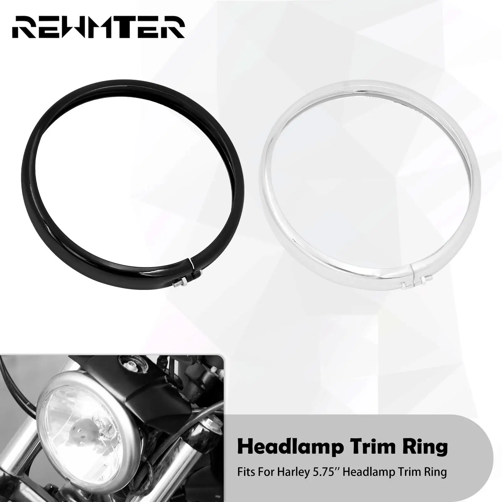 

Motorcycle 5.75'' Headlight Headlamp Trim Ring Black/Chrome For Harley Softail Street Bob Low Rider FXLR Standard FXBBS 2018-Up