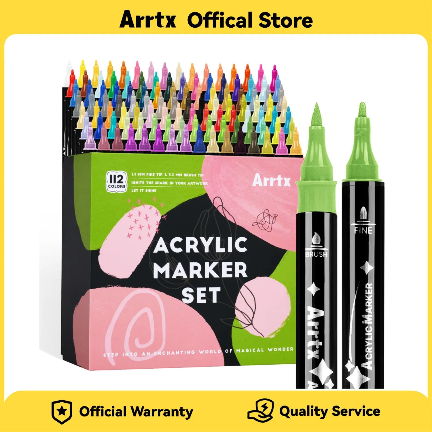 

Arrtx 112-цветные маркеры для акриловой краски с двойным наконечником, тонкий наконечник и наконечник кисти, художественные принадлежности для наскальной живописи, дерева, керамики, ткани