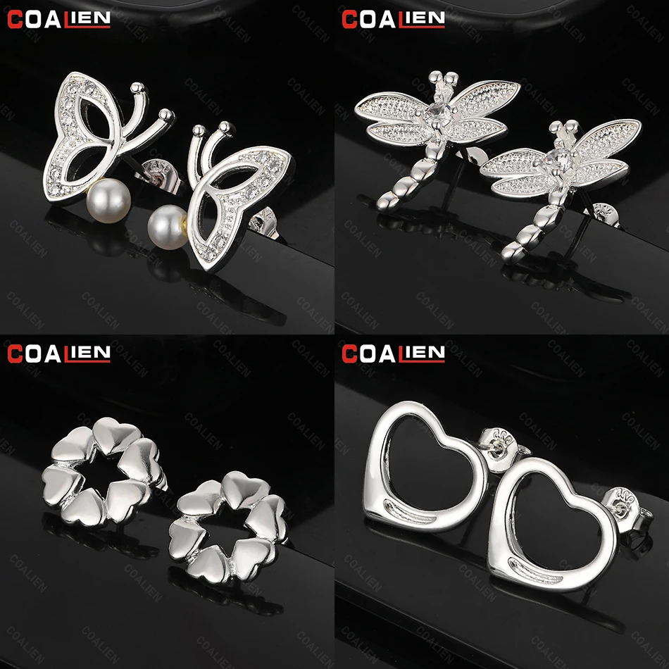 

COALIEN 925 Sterling Silver Dragonfly Earrings Woman Charm Cute Birthday Gift Jewelry