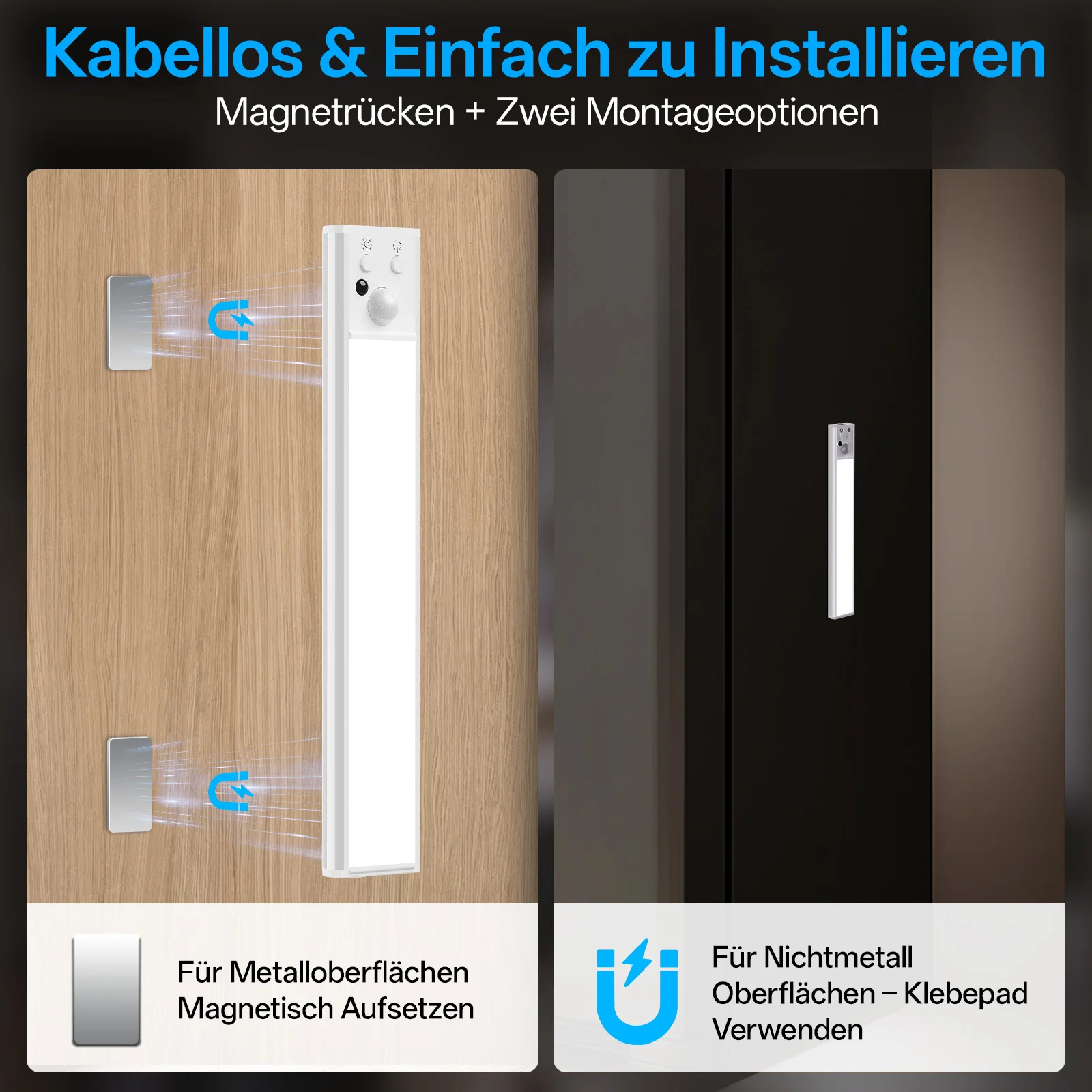 Bild 9: PZSUNLY Kabellose LED-Unterschrankleuchte, wiederaufladbare Typ-C-Bewegungssensor-Nachtlampe mit dimmbarer Funktion für Küche, Kleiderschrank, Nachttisch, Treppenhaus, Innenbeleuchtung, Geschenk