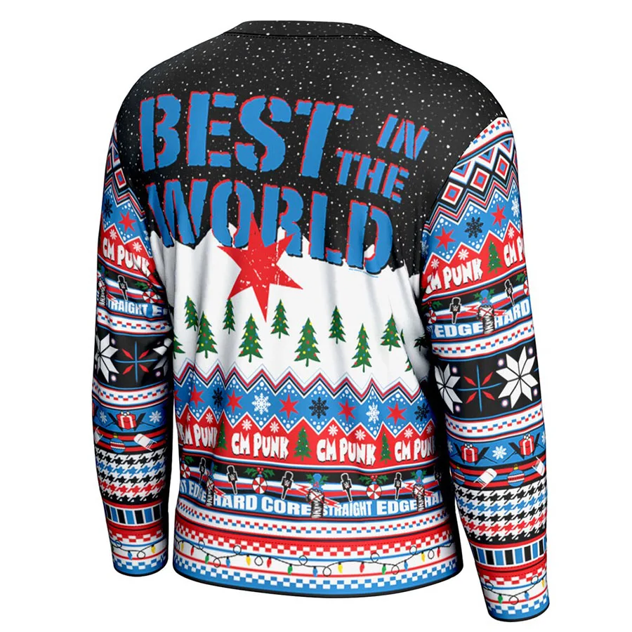 Men's Black CM Punk Ugly Sweater Simple Stylish Durable Practical Soft And Close Fitting Suitable For Christmas Movie Nights