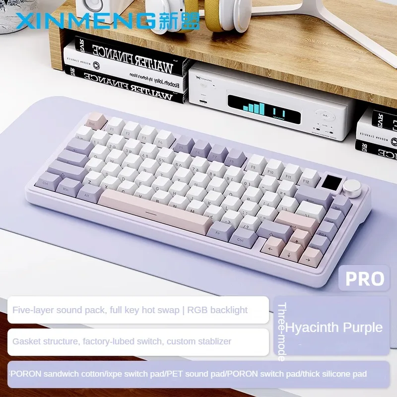 Xinmeng M75 Pro Customized Mechanical Keyboard Tri-mode Wireless Bluetooth Gasket Hot Swappable TFT Screen RGB for Win/Mac